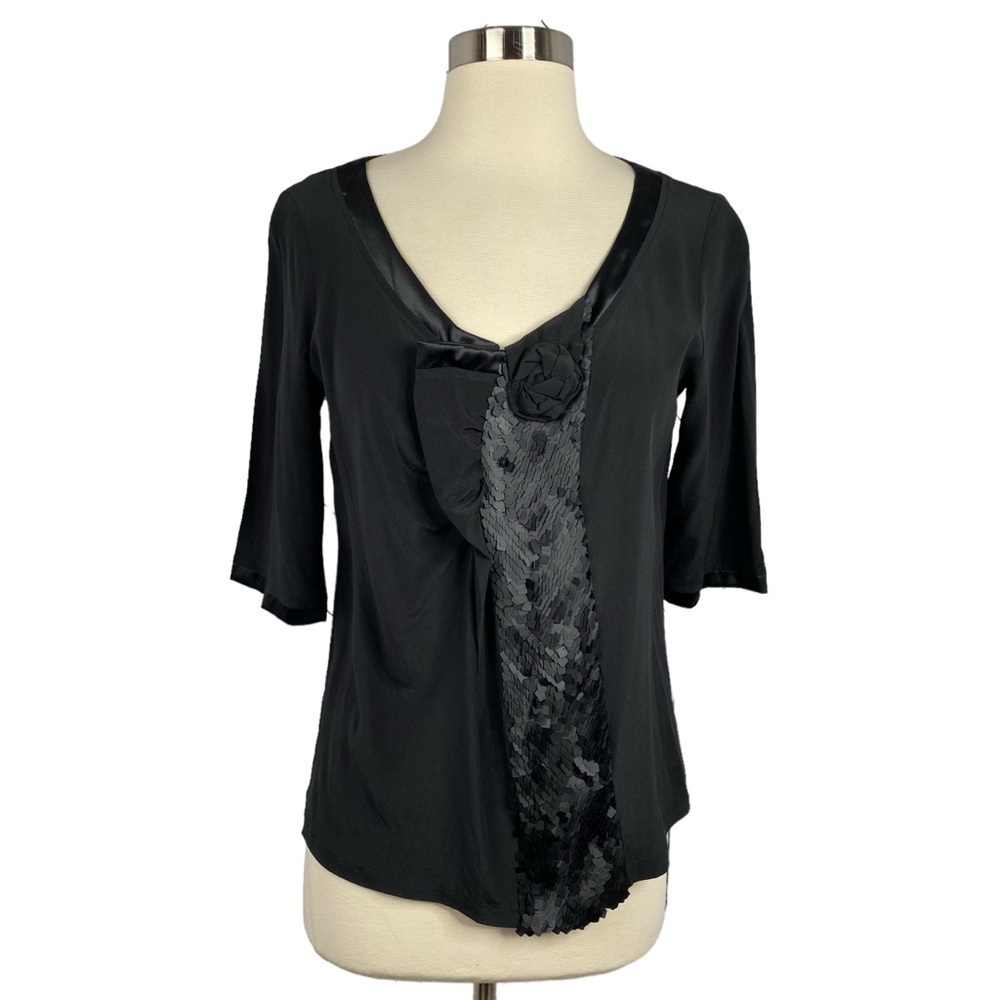Etro Black Silk Sequin Embellished Blouse Size 42